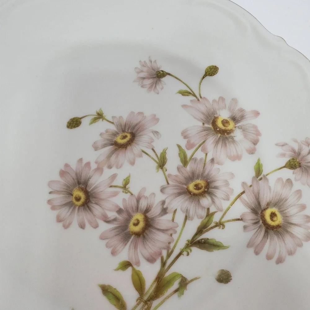 Mitterteich Salad Plates  7.5in White Floral Daisy Bell Gold Trim Lot of 6